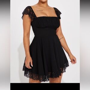 LACE TRIM MINI DRESS